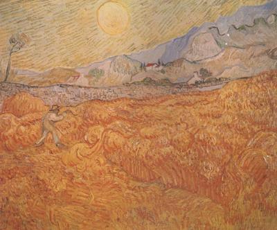 Vincent Van Gogh Wheat Field behind Saint-Paul Hospital with a Reaper (nn04) china oil painting image